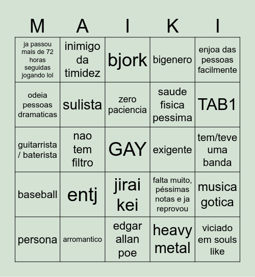 maiki bingo Card