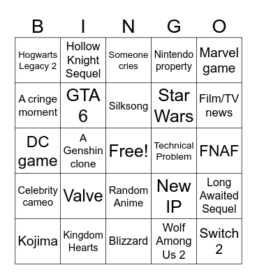 Bingo Card - Summer Game Fest 2025 Bingo Card