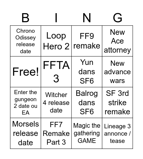 conf Bingo Card