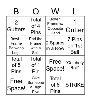 RSM Bowling BINGO Card