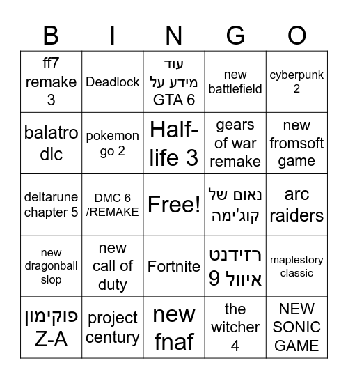 summer game fest bingo Card