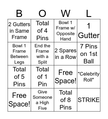 RSM Bowling BINGO Card