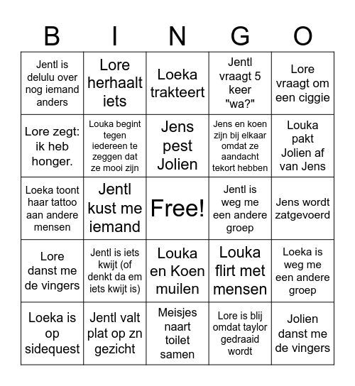 WIJn boven BIer goes Sinksen Bingo Card