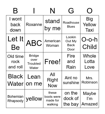 1970 Bingo Card