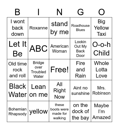 1970 Bingo Card