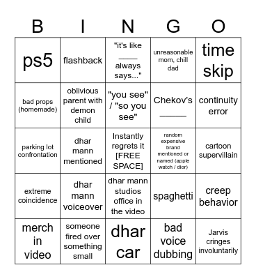 Dhar Mann Bingo v4 Bingo Card
