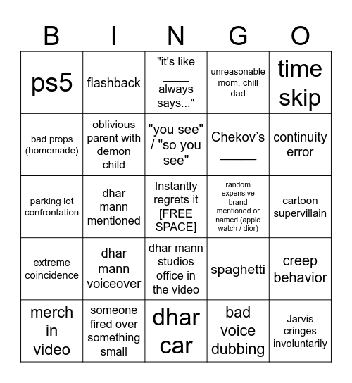 Dhar Mann Bingo v4 Bingo Card