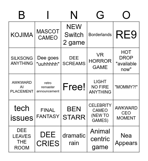 SUMMER GAME FEST BINGO Card