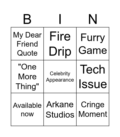 Summer Games Fest 2025 Bingo Card