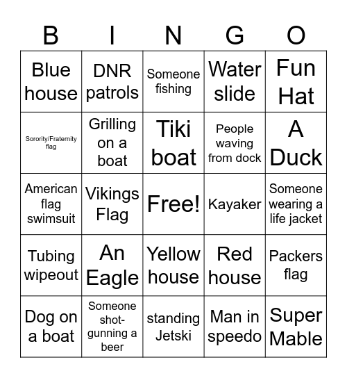 Bach Boating Bingo Card