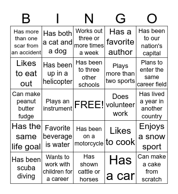 People Bingo Card