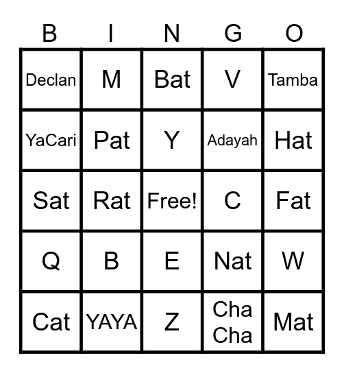 Loving Handz Bingo Card