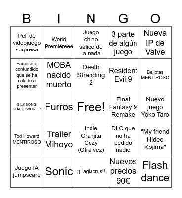 E3n't Bingo Card