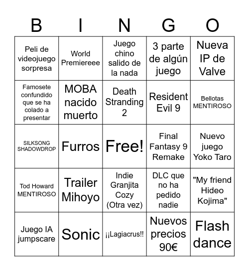 E3n't Bingo Card