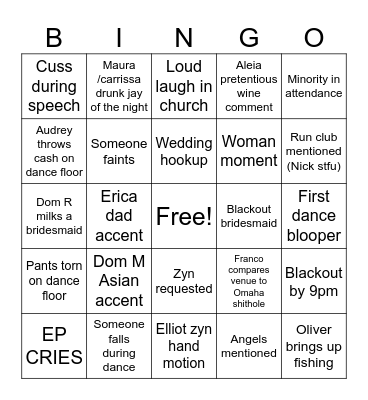 EP WEDDING Bingo Card