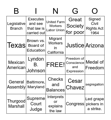 Famous People Bingo Card