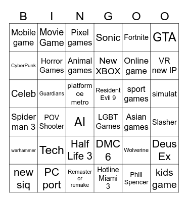 Summer Ga(me)y Fest 2025 Bingo Card