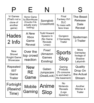 Summer Games Fest Bingo Card