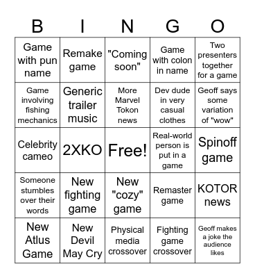 Summer Games Fest Bingo (new=general game) Bingo Card
