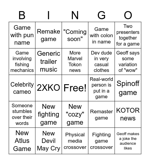 Summer Games Fest Bingo (new=general game) Bingo Card
