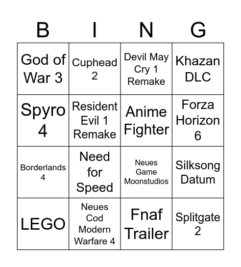 Untitled Bingo Card