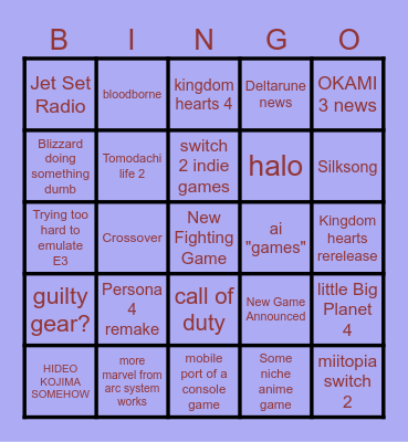 Summer Game Fest Bingo Card