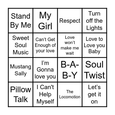 Sisterly Soiree R & B 60s & 70s Bingo Card