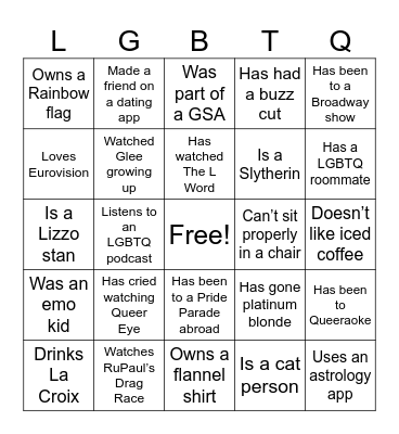 Pride Welcome Bingo! Bingo Card
