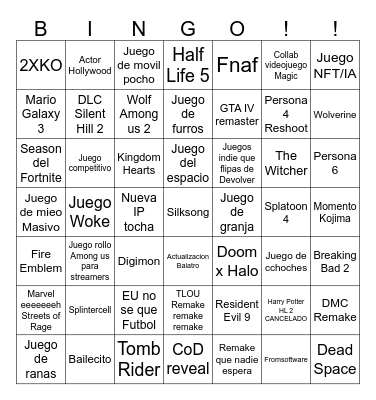 Summer Game Fest Bingo Card