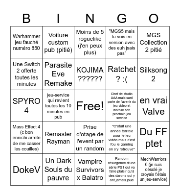 Summer Games Fest Bingo Card