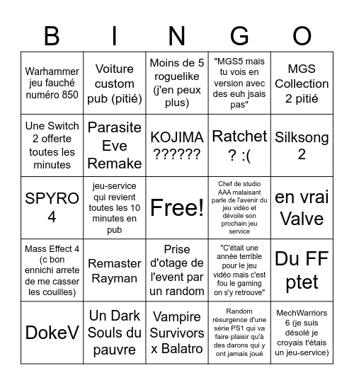 Summer Games Fest Bingo Card