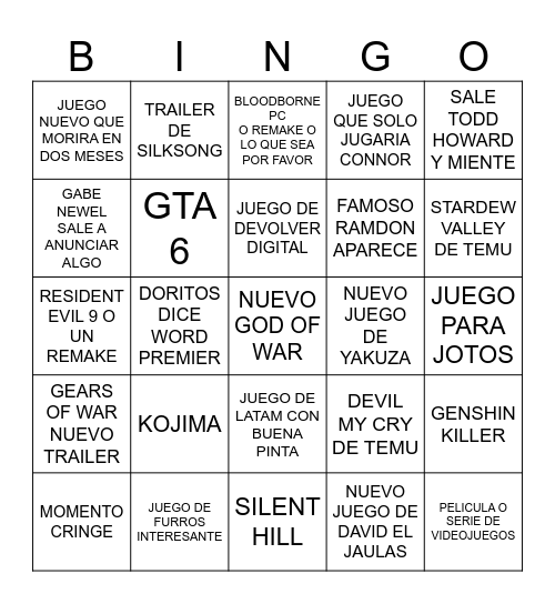 NO E3 2025 - TORRE ROLERA Bingo Card