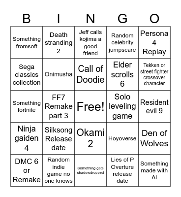 SGF 2025 Bingo Card