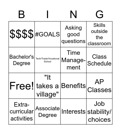 Invest in Your Future  Bingo Card