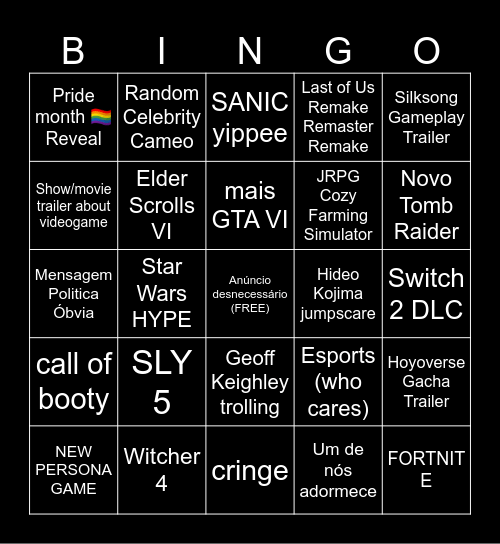 Summer Awards 2025 Bingo Card