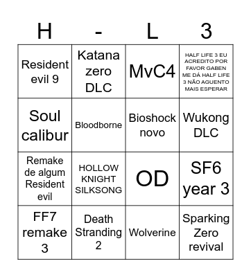 Summer game Bingo Card