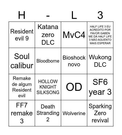 Summer game Bingo Card