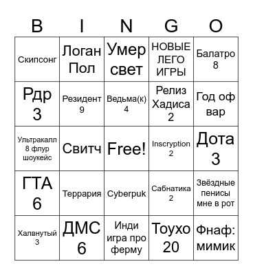 SUMMER GAME FEST Bingo Card