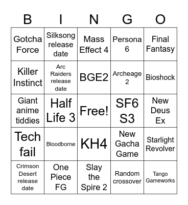 Summer Games Fest Bingo Card