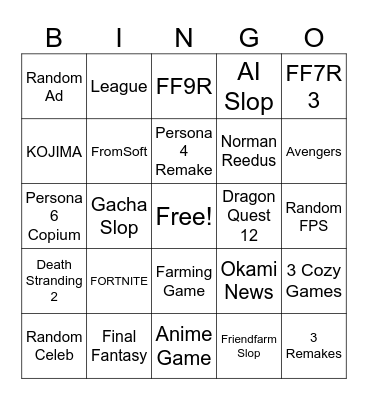 Summer Games Fest Bingo Card