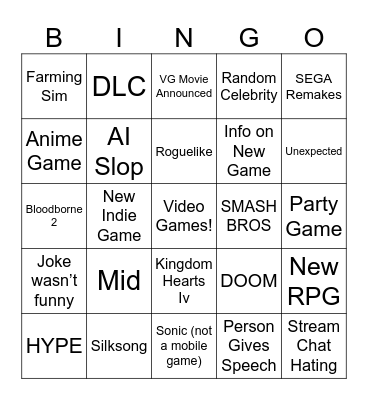 SGF Bingo Card