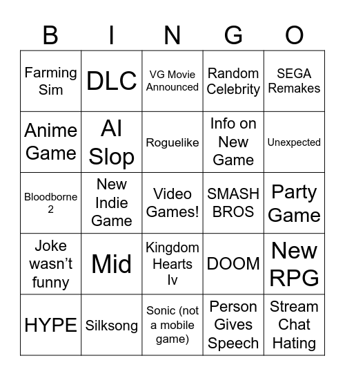 SGF Bingo Card