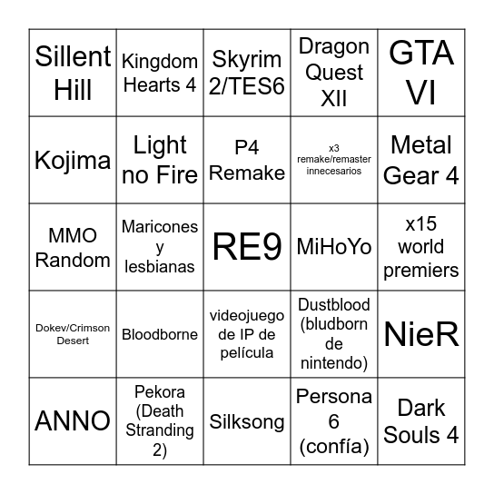 SUMMER GAME FEST BINGO Card