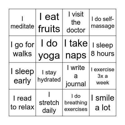 Self Care Bingo! Bingo Card