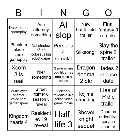 Summer of games bingo Card