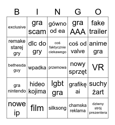 Game fest bingo Card