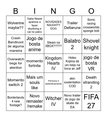 Summer games fest Bingo Card