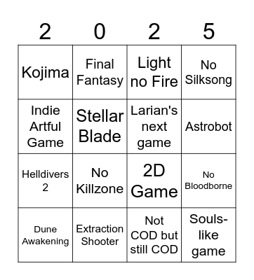 Summer Game Fest Bingo Card