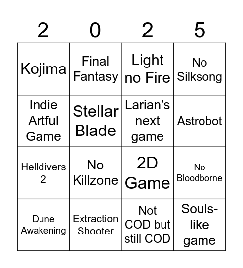 Summer Game Fest Bingo Card