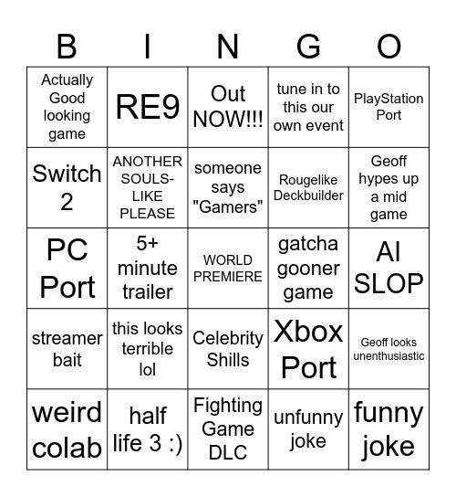 Keighly's Karnival Bingo Card